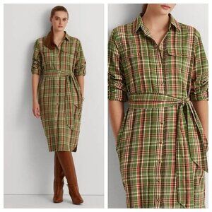 Lauren Ralph Lauren Cotton Plaid Shirt Dress